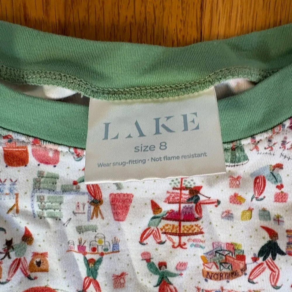 Holiday Print Kids Pajama Set - White with Red & Green